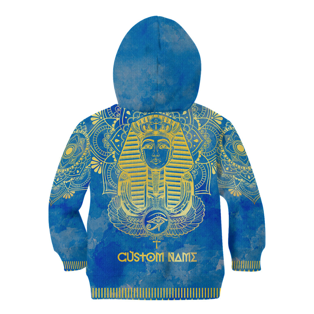 Personalized Mandala Egyptian Pharaoh Kid Hoodie Eye of Horus Blue - Wonder Print Shop