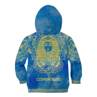 Personalized Mandala Egyptian Pharaoh Kid Hoodie Eye of Horus Blue - Wonder Print Shop