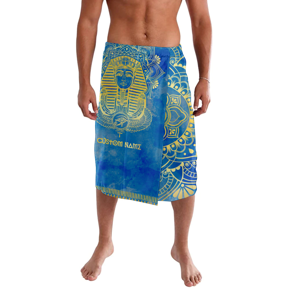 Personalized Mandala Egyptian Pharaoh Lavalava Eye of Horus Blue - Wonder Print Shop