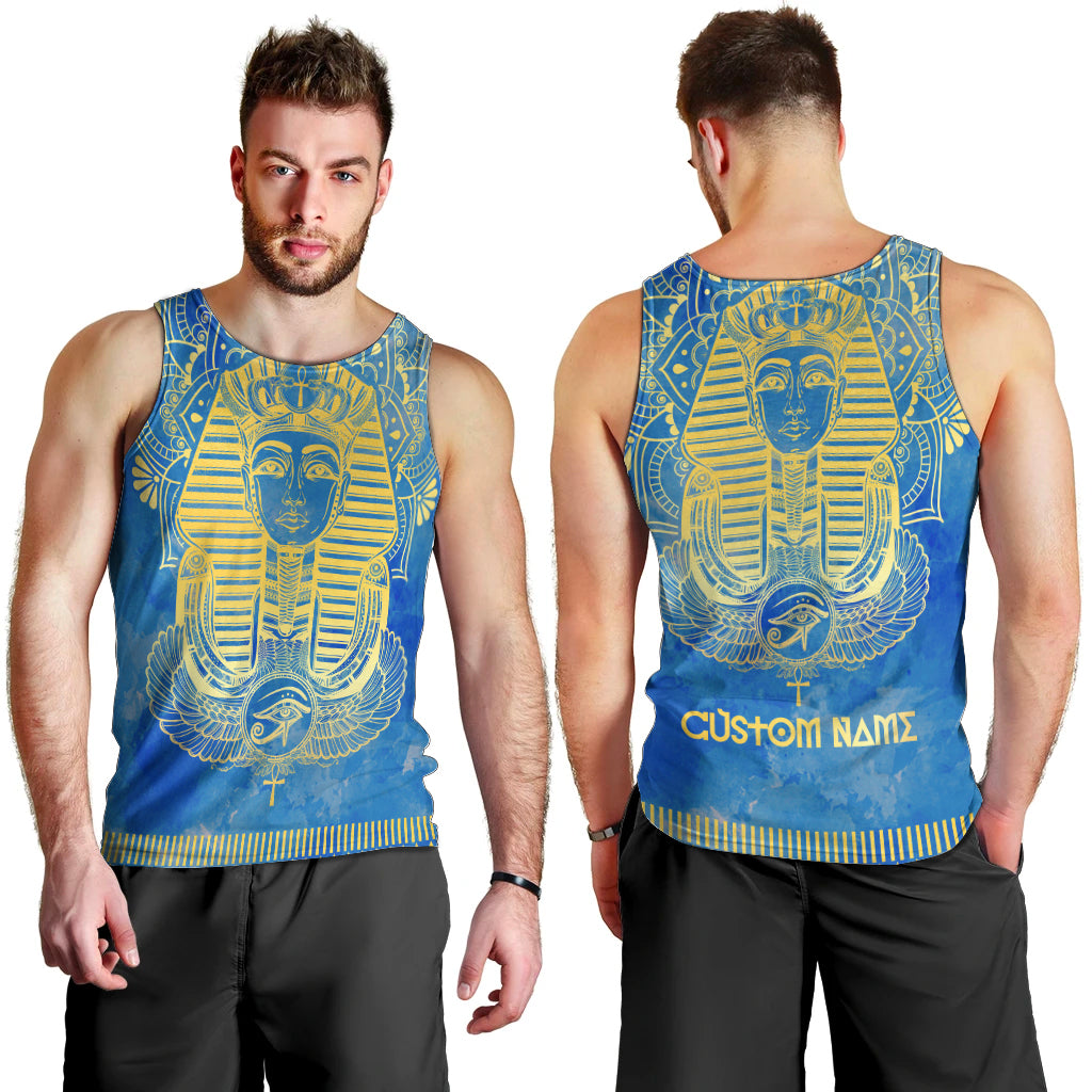 Personalized Mandala Egyptian Pharaoh Men Tank Top Eye of Horus Blue - Wonder Print Shop