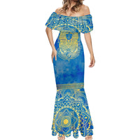 Personalized Mandala Egyptian Pharaoh Mermaid Dress Eye of Horus Blue - Wonder Print Shop