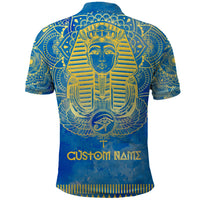 Personalized Mandala Egyptian Pharaoh Polo Shirt Eye of Horus Blue - Wonder Print Shop