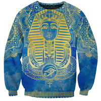Personalized Mandala Egyptian Pharaoh Sweatshirt Eye of Horus Blue - Wonder Print Shop