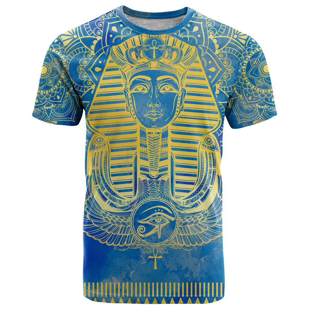 Personalized Mandala Egyptian Pharaoh T Shirt Eye of Horus Blue - Wonder Print Shop