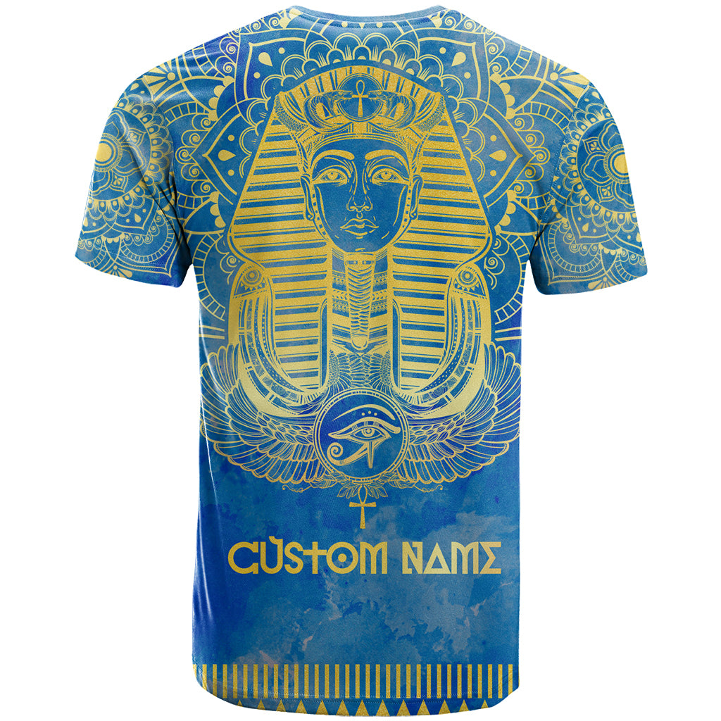 Personalized Mandala Egyptian Pharaoh T Shirt Eye of Horus Blue - Wonder Print Shop