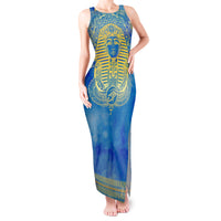 Personalized Mandala Egyptian Pharaoh Tank Maxi Dress Eye of Horus Blue - Wonder Print Shop