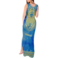 Personalized Mandala Egyptian Pharaoh Tank Maxi Dress Eye of Horus Blue - Wonder Print Shop