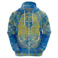 Personalized Mandala Egyptian Pharaoh Zip Hoodie Eye of Horus Blue - Wonder Print Shop