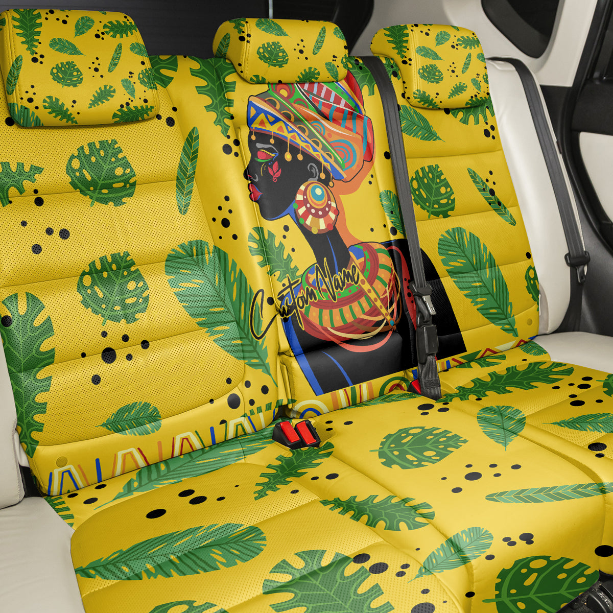 Personalized Africa Woman Back Car Seat Cover Tropical Style - Wonder Print Shop