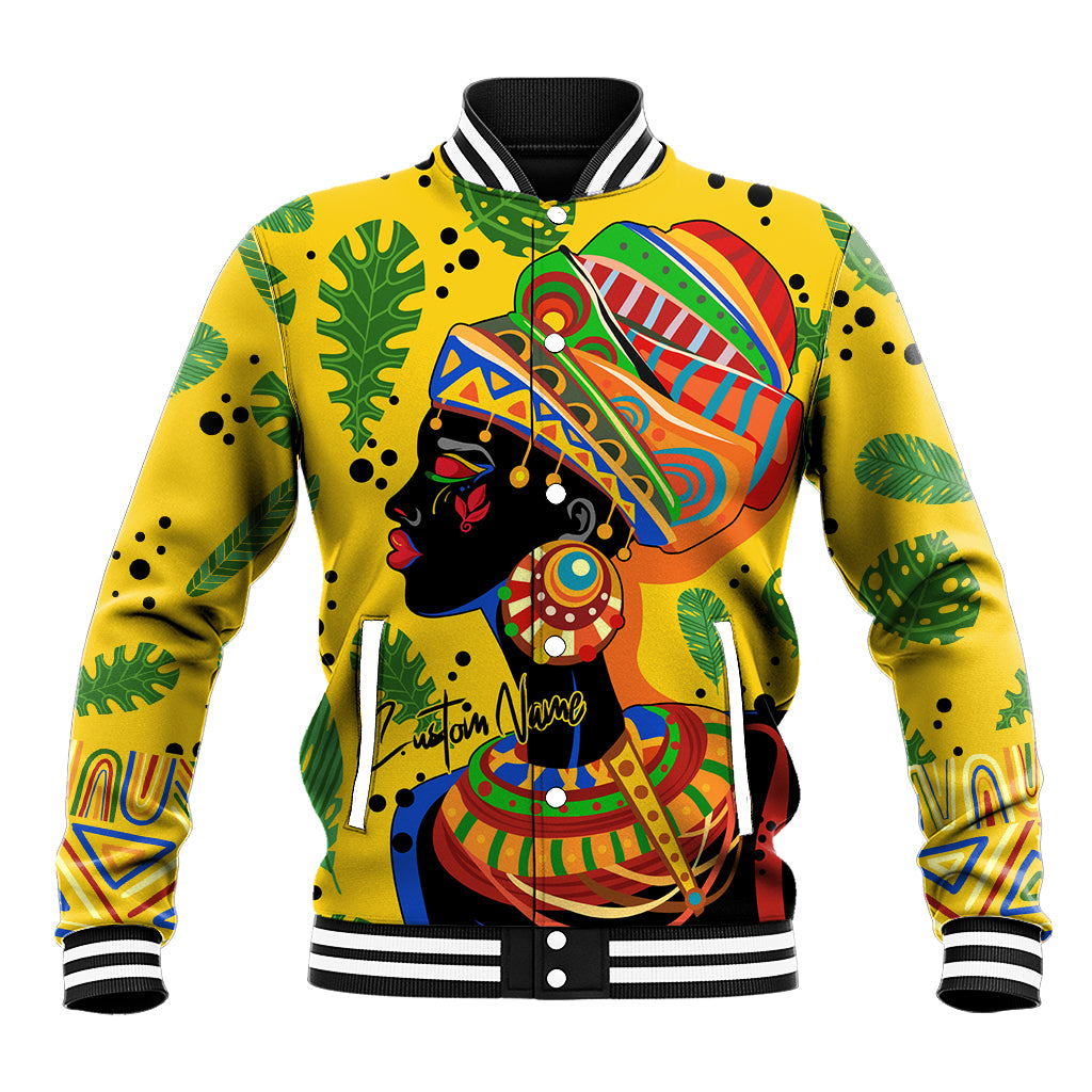Personalized Africa Woman Baseball Jacket Tropical Style - Wonder Print Shop