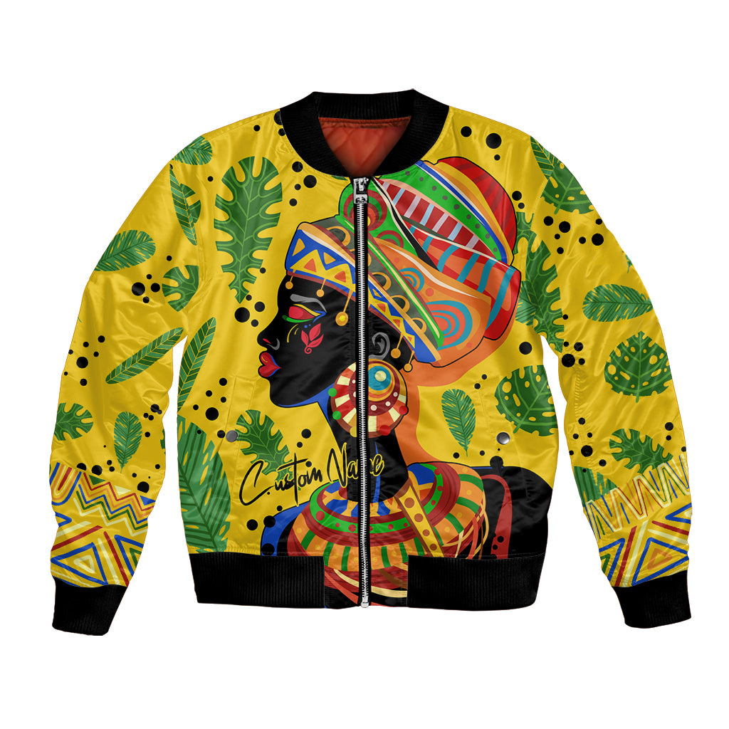Personalized Africa Woman Bomber Jacket Tropical Style - Wonder Print Shop