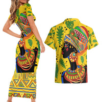 Personalized Africa Woman Couples Matching Short Sleeve Bodycon Dress and Hawaiian Shirt Tropical Style - Wonder Print Shop