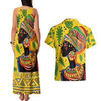 Personalized Africa Woman Couples Matching Tank Maxi Dress and Hawaiian Shirt Tropical Style - Wonder Print Shop