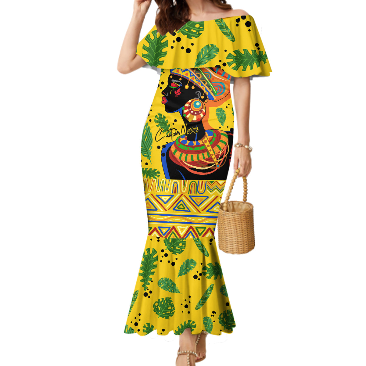 Personalized Africa Woman Family Matching Mermaid Dress and Hawaiian Shirt Tropical Style - Wonder Print Shop
