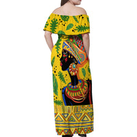 Personalized Africa Woman Family Matching Off Shoulder Maxi Dress and Hawaiian Shirt Tropical Style - Wonder Print Shop