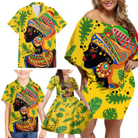 Personalized Africa Woman Family Matching Off Shoulder Short Dress and Hawaiian Shirt Tropical Style - Wonder Print Shop
