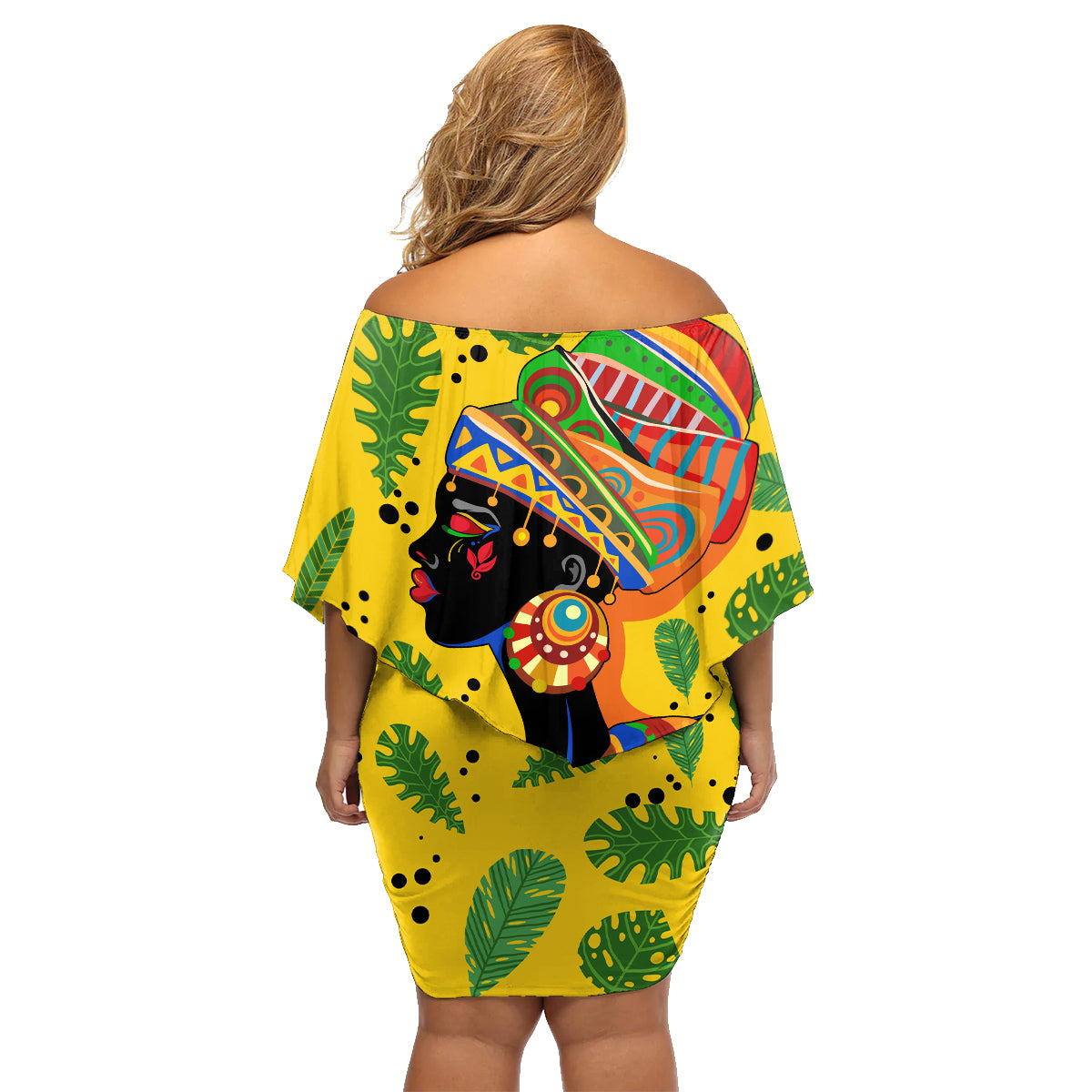 Personalized Africa Woman Family Matching Off Shoulder Short Dress and Hawaiian Shirt Tropical Style - Wonder Print Shop