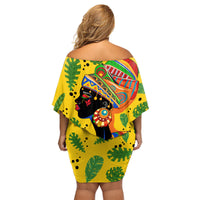 Personalized Africa Woman Family Matching Off Shoulder Short Dress and Hawaiian Shirt Tropical Style - Wonder Print Shop