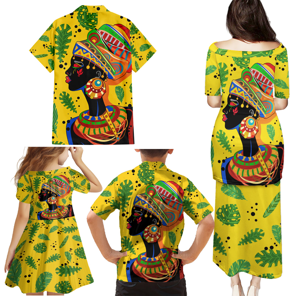 Personalized Africa Woman Family Matching Puletasi and Hawaiian Shirt Tropical Style - Wonder Print Shop