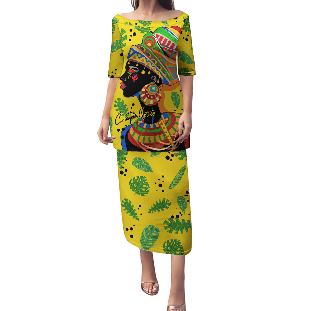 Personalized Africa Woman Family Matching Puletasi and Hawaiian Shirt Tropical Style - Wonder Print Shop