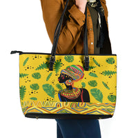 Personalized Africa Woman Leather Tote Bag Tropical Style - Wonder Print Shop