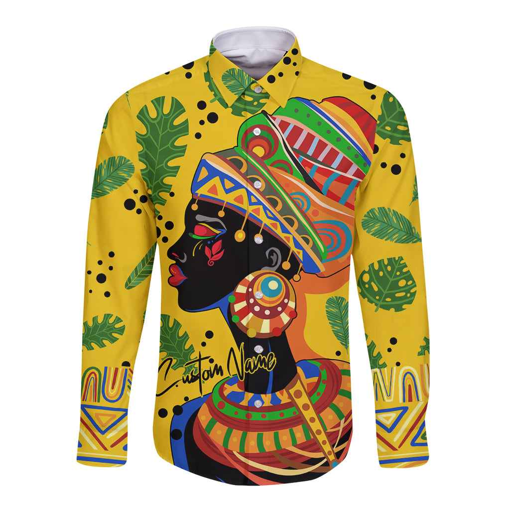 Personalized Africa Woman Long Sleeve Button Shirt Tropical Style - Wonder Print Shop