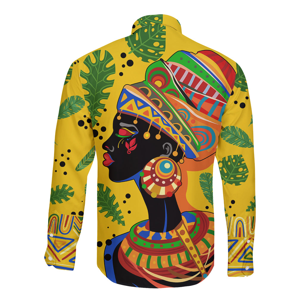 Personalized Africa Woman Long Sleeve Button Shirt Tropical Style - Wonder Print Shop