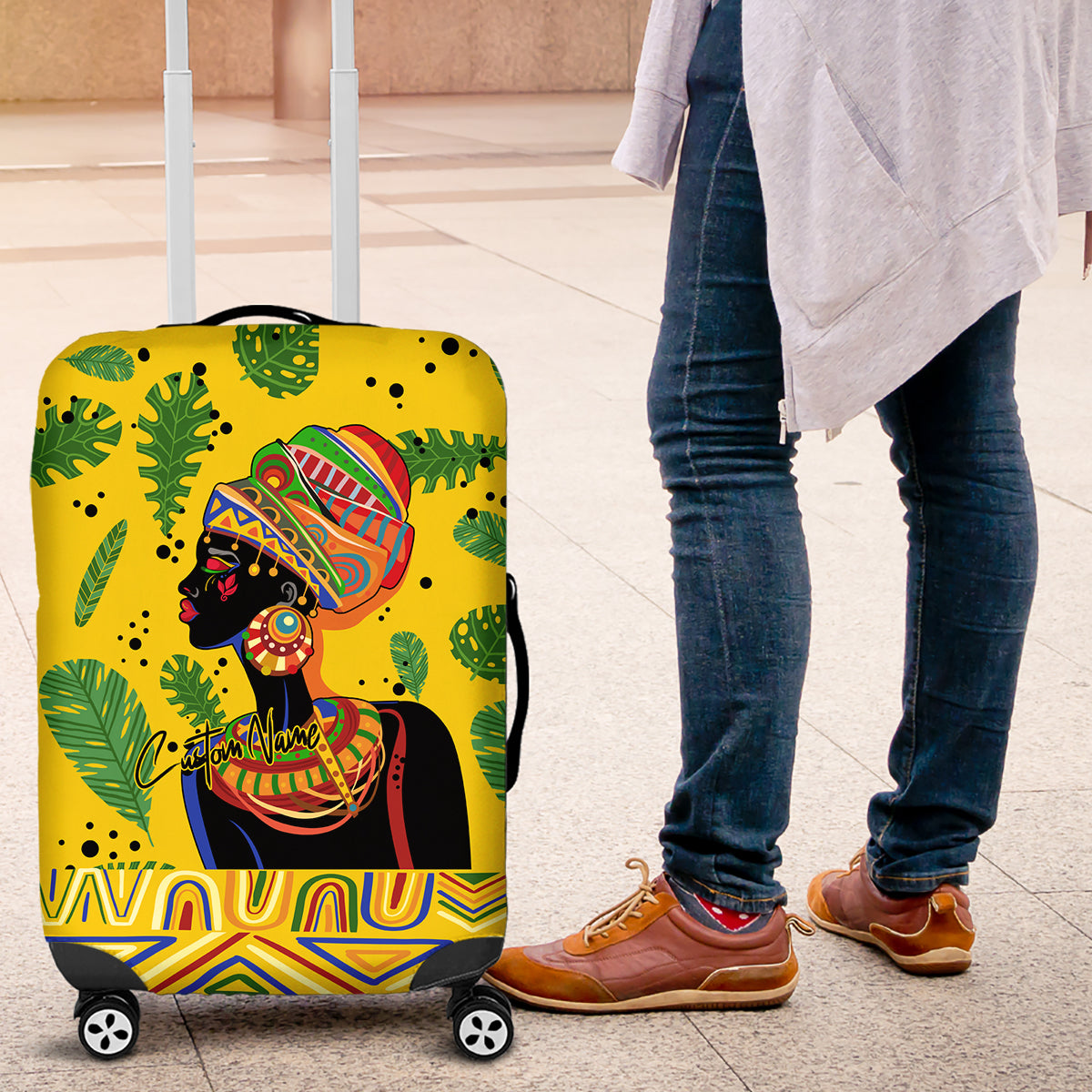 Personalized Africa Woman Luggage Cover Tropical Style