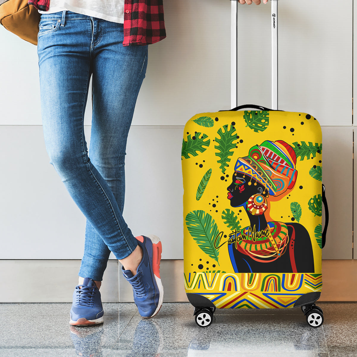 Personalized Africa Woman Luggage Cover Tropical Style - Wonder Print Shop