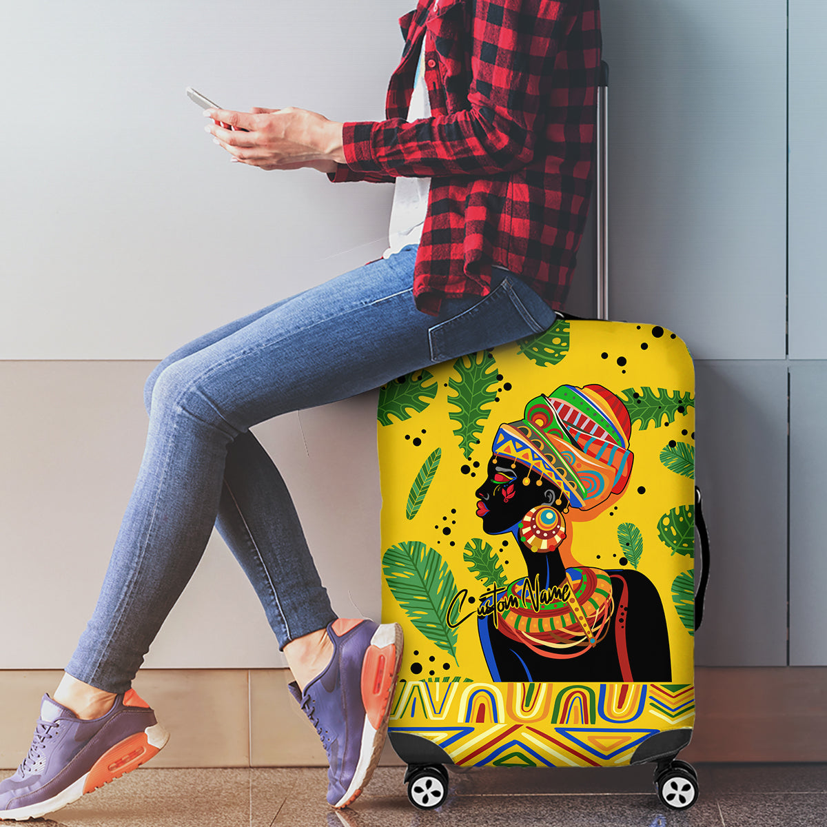 Personalized Africa Woman Luggage Cover Tropical Style - Wonder Print Shop