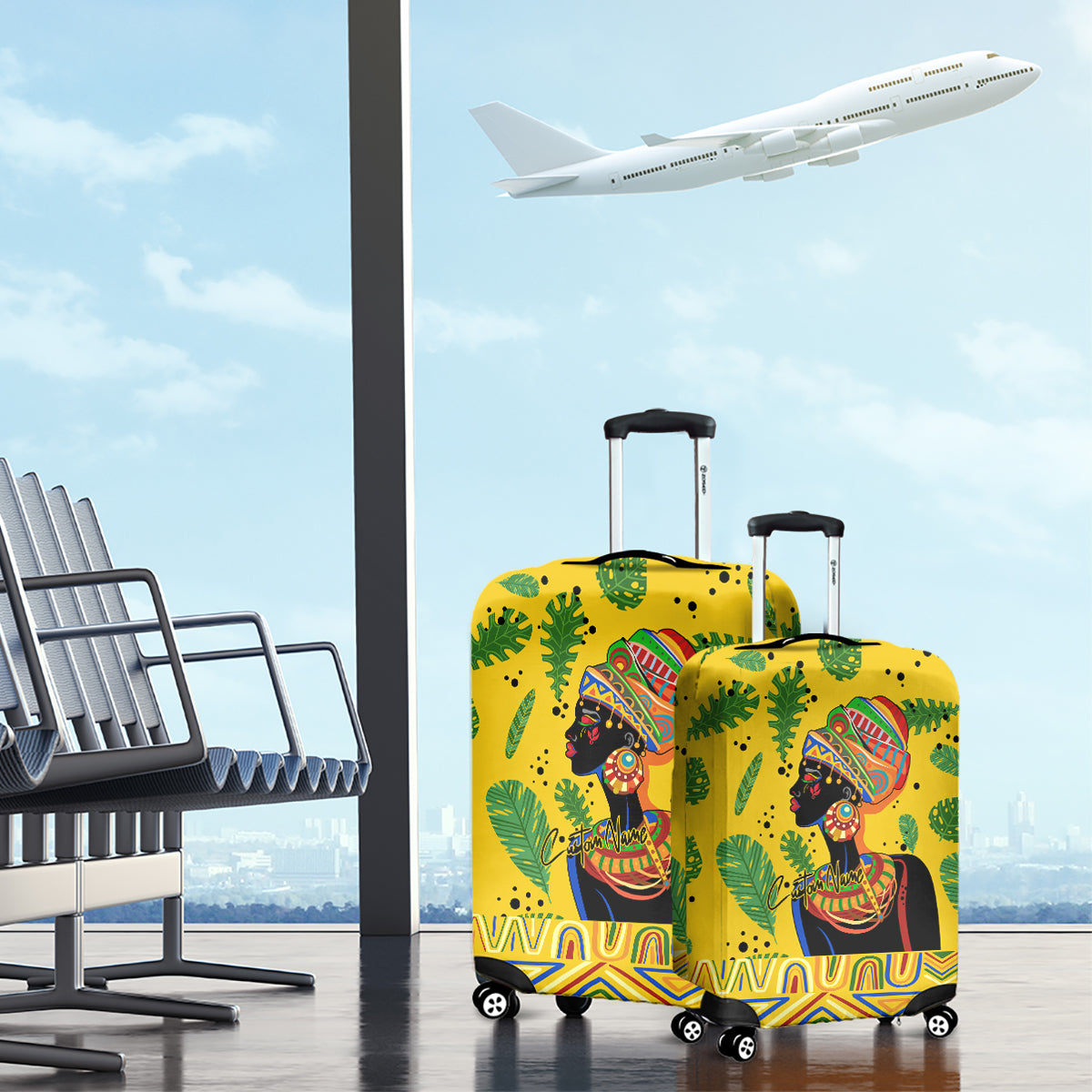 Personalized Africa Woman Luggage Cover Tropical Style - Wonder Print Shop