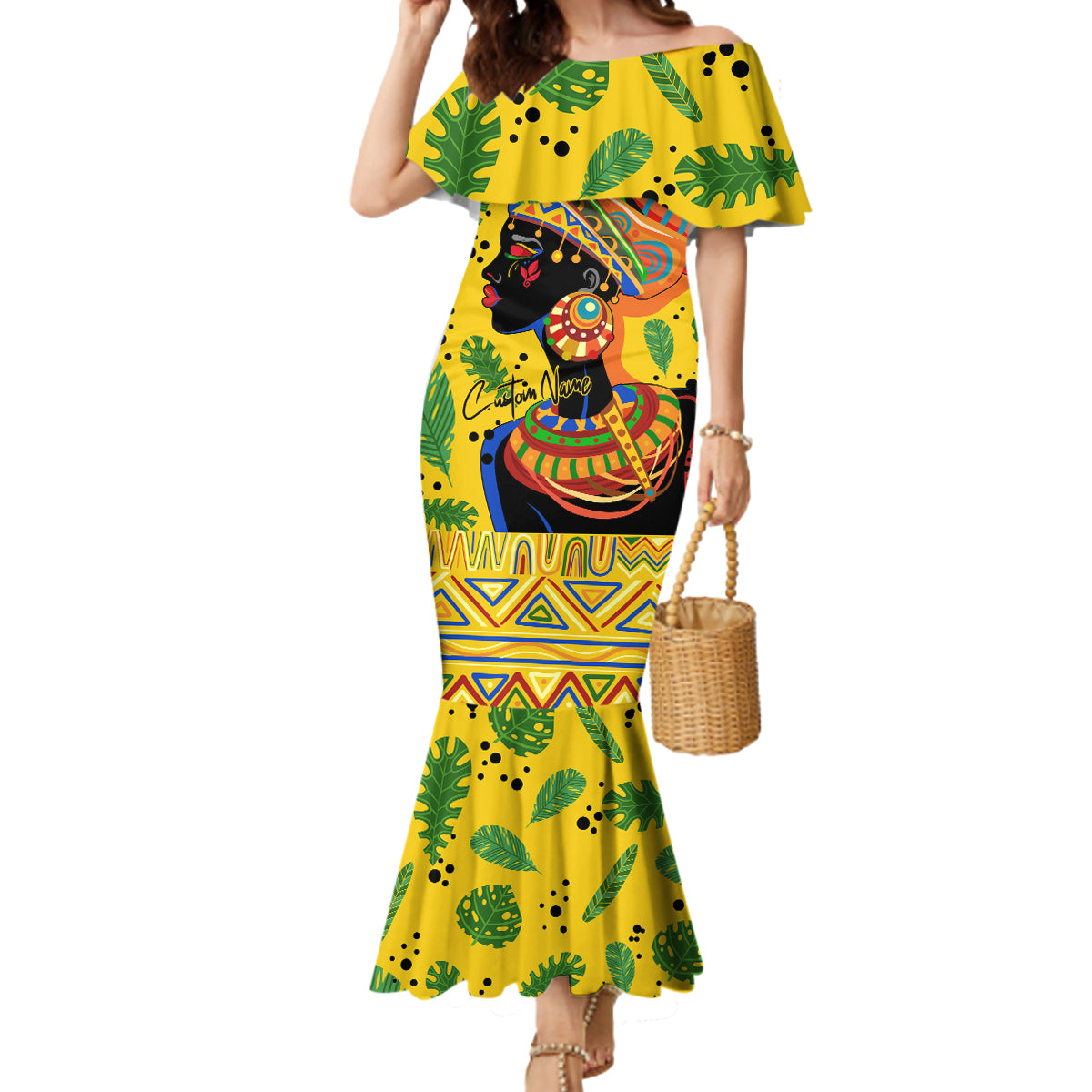 Personalized Africa Woman Mermaid Dress Tropical Style - Wonder Print Shop