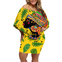 Personalized Africa Woman Off Shoulder Short Dress Tropical Style - Wonder Print Shop