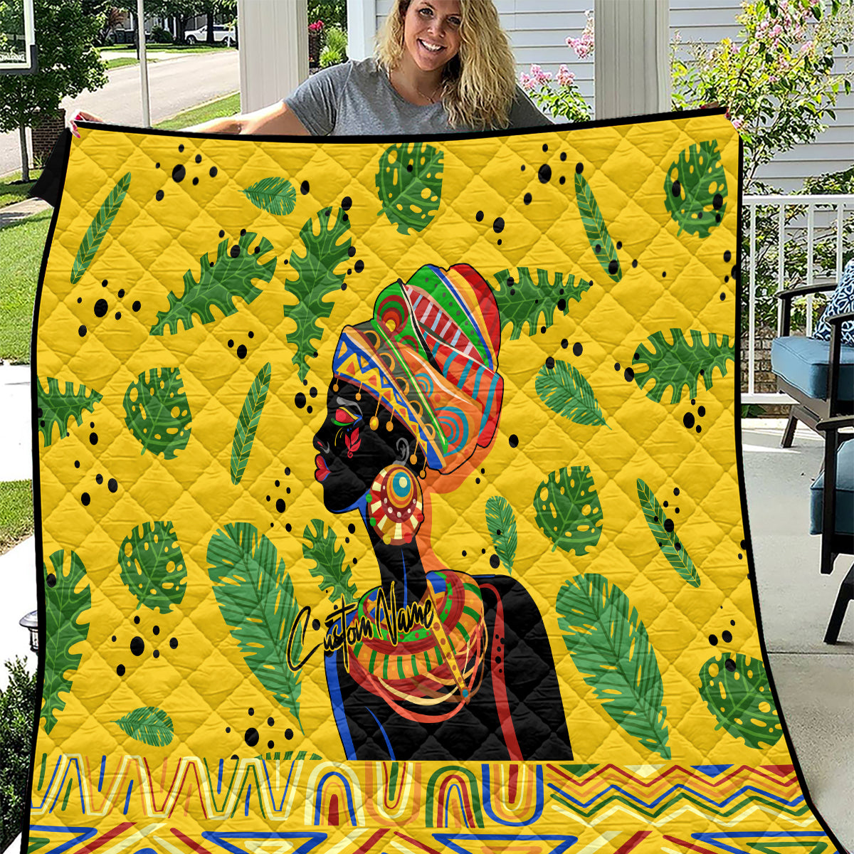 Personalized Africa Woman Quilt Tropical Style - Wonder Print Shop