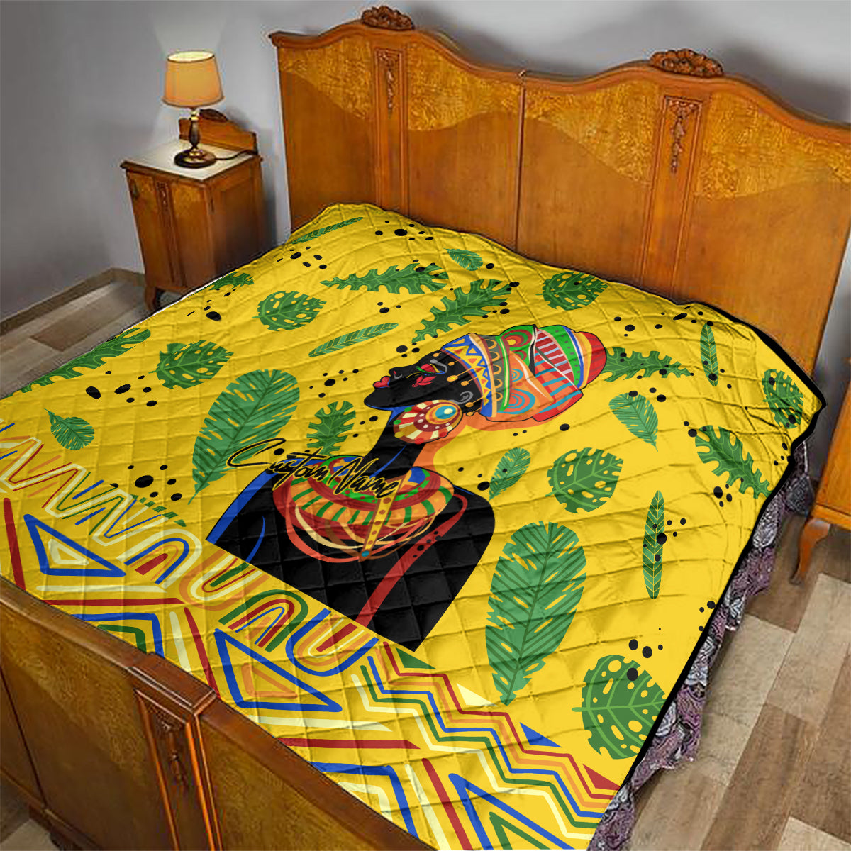 Personalized Africa Woman Quilt Tropical Style - Wonder Print Shop