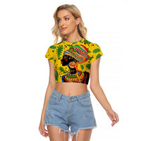 Personalized Africa Woman Raglan Cropped T Shirt Tropical Style - Wonder Print Shop
