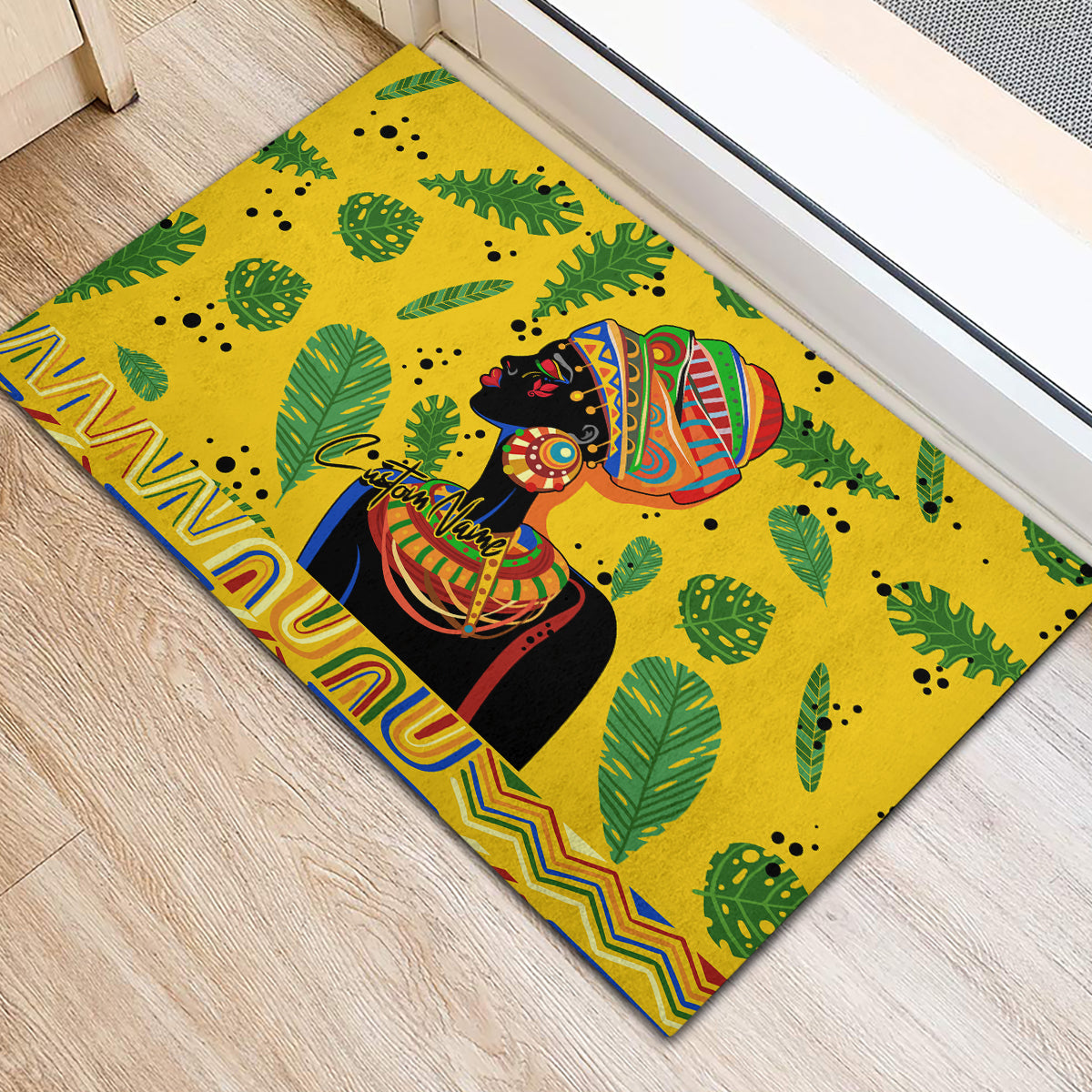 Personalized Africa Woman Rubber Doormat Tropical Style - Wonder Print Shop