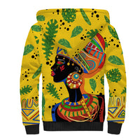 Personalized Africa Woman Sherpa Hoodie Tropical Style - Wonder Print Shop