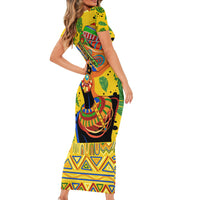 Personalized Africa Woman Short Sleeve Bodycon Dress Tropical Style - Wonder Print Shop