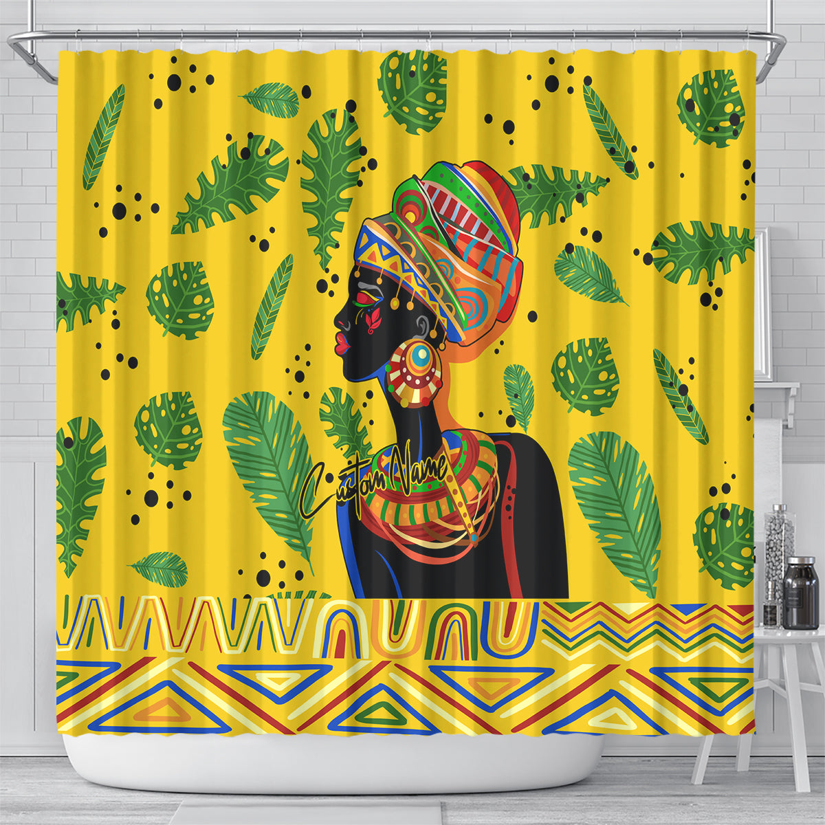 Personalized Africa Woman Shower Curtain Tropical Style