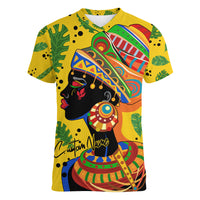 Personalized Africa Woman Women V Neck T Shirt Tropical Style - Wonder Print Shop