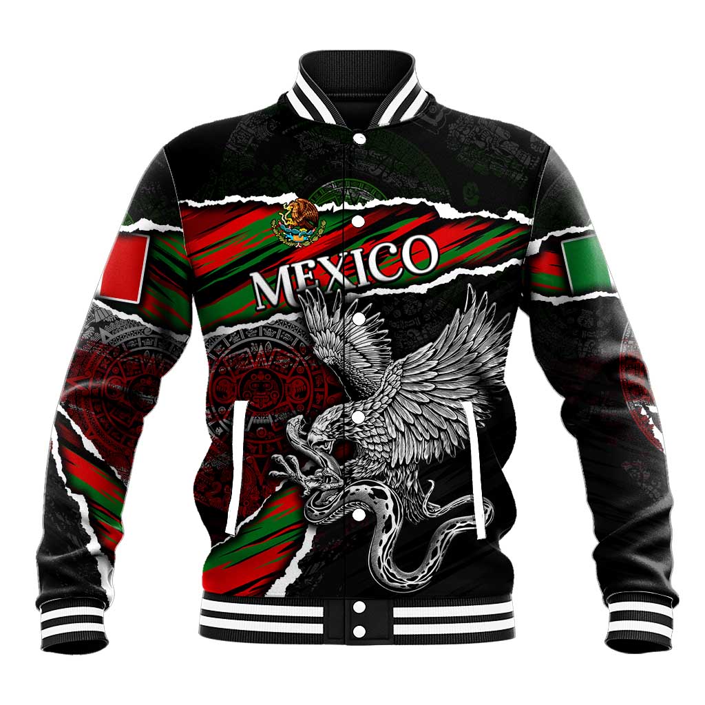 Eagle Snake Mexico Baseball Jacket Aztec Sun Stone