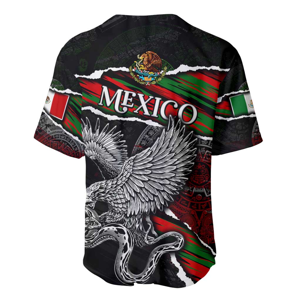 Eagle Snake Mexico Baseball Jersey Aztec Sun Stone