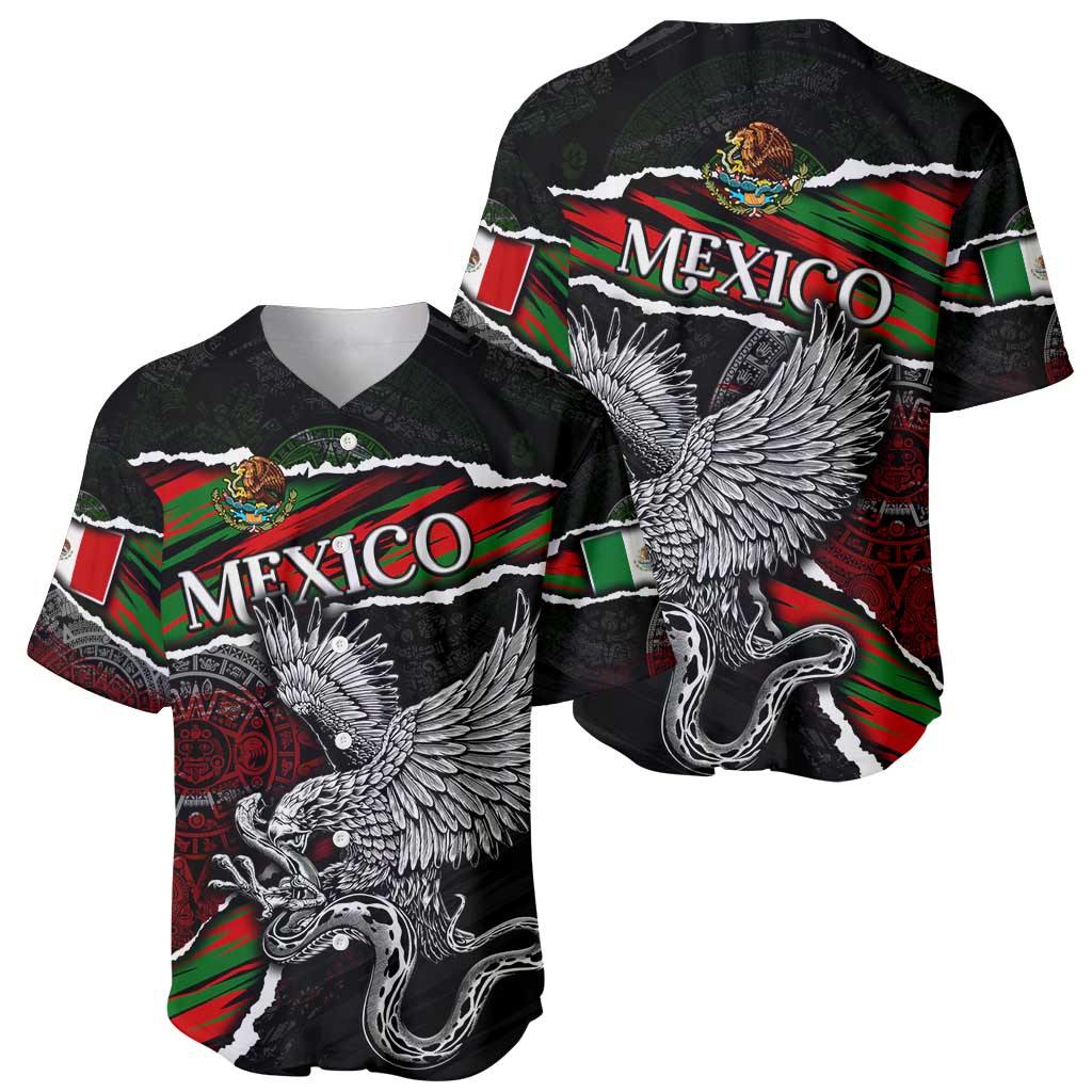 Eagle Snake Mexico Baseball Jersey Aztec Sun Stone