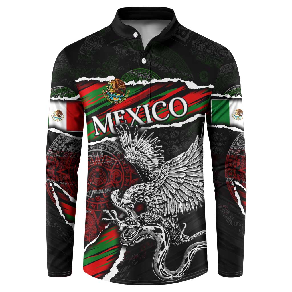 Eagle Snake Mexico Button Sweatshirt Aztec Sun Stone