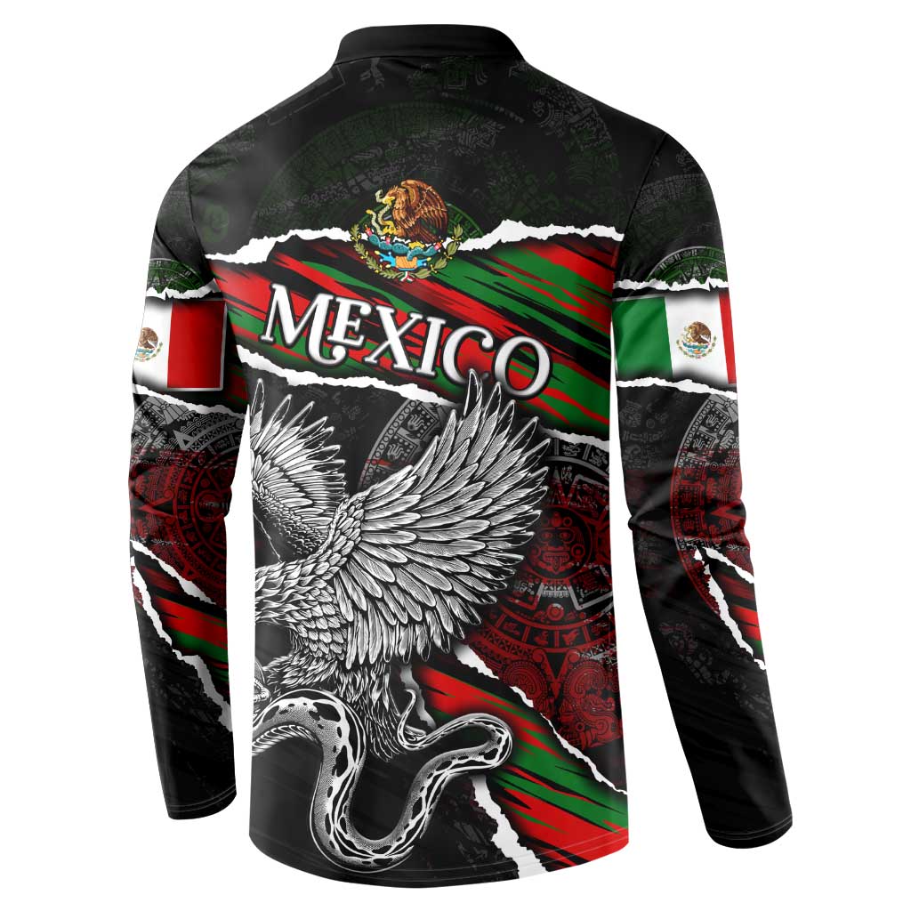 Eagle Snake Mexico Button Sweatshirt Aztec Sun Stone