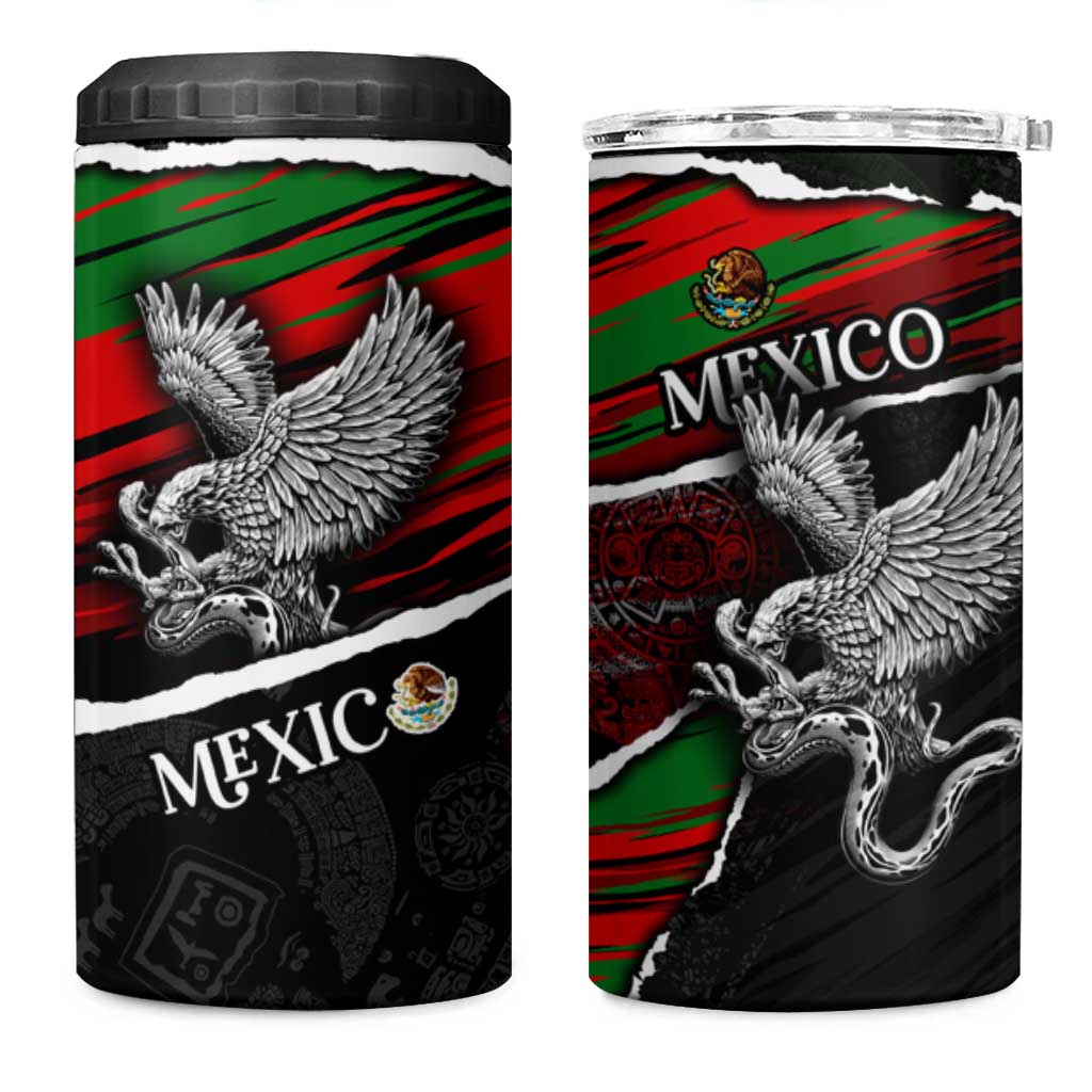 Eagle Snake Mexico 4 in 1 Can Cooler Tumbler Aztec Sun Stone