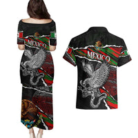 Eagle Snake Mexico Couples Matching Puletasi and Hawaiian Shirt Aztec Sun Stone