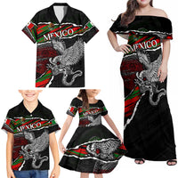 Eagle Snake Mexico Family Matching Off Shoulder Maxi Dress and Hawaiian Shirt Aztec Sun Stone