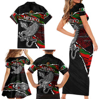 Eagle Snake Mexico Family Matching Short Sleeve Bodycon Dress and Hawaiian Shirt Aztec Sun Stone